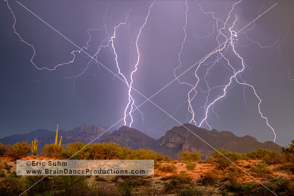 Monsoon lightning over Pusch Ridge. Oro Valley, AZ