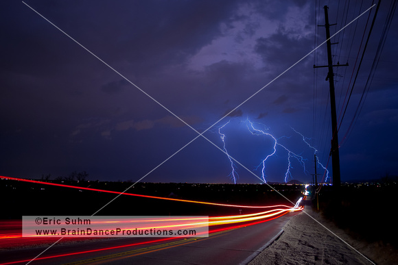 Monsoon Lightning and Car Trails